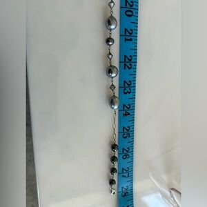 Elegant Simulated Silver Pearl Necklace